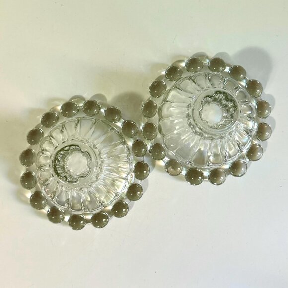 Vintage Anchor Hocking Candlewick Berwick Clear Candlestick Holders ~ Set of 2 - Picture 8 of 10